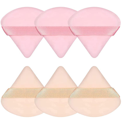 6 Pieces Powder Puff Face Soft Triangle Makeup Puff for Loose Powder Body Powder, Wedge Shape Velour Cosmetic Sponge for Contouring, Under Eyes and Corners, Beauty Makeup Tools