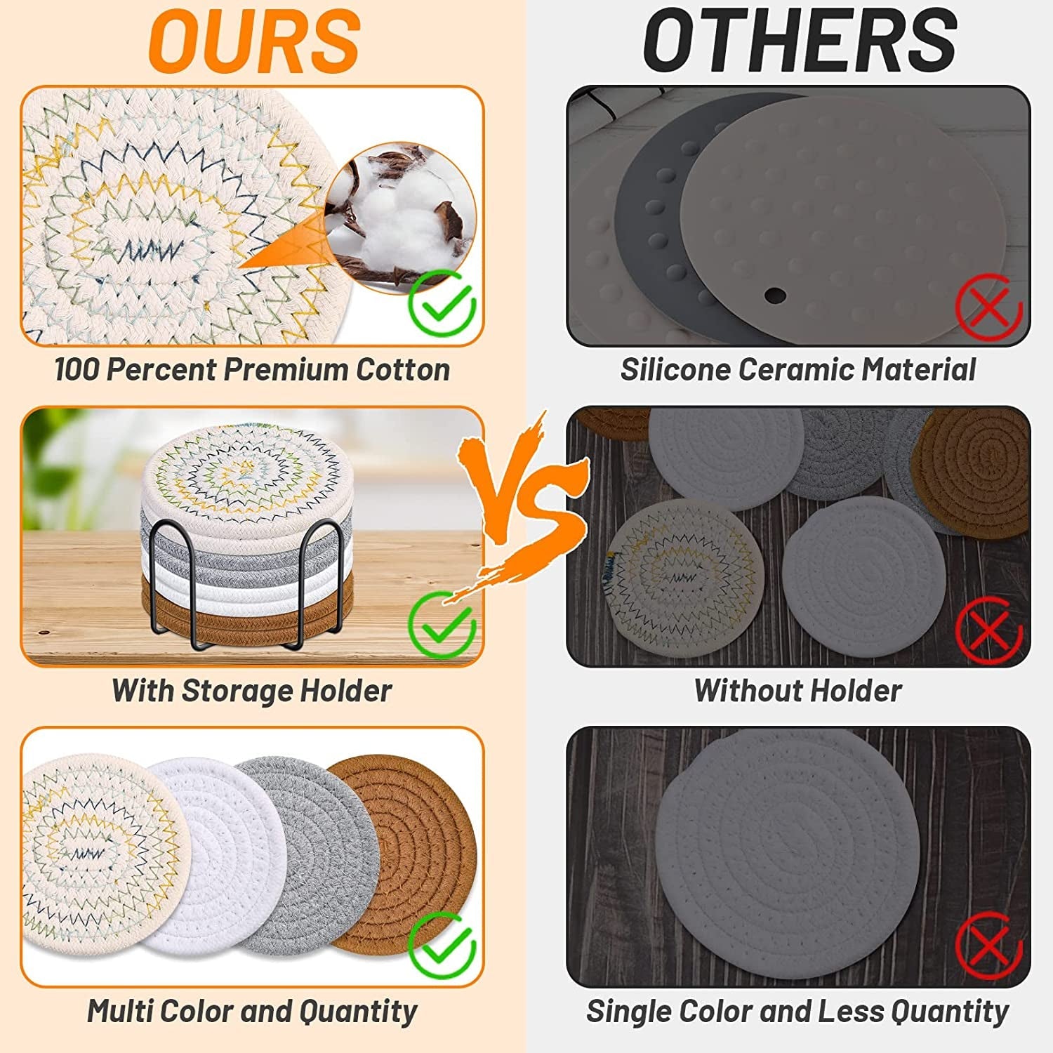  8 Pcs Drink Coasters with Holder