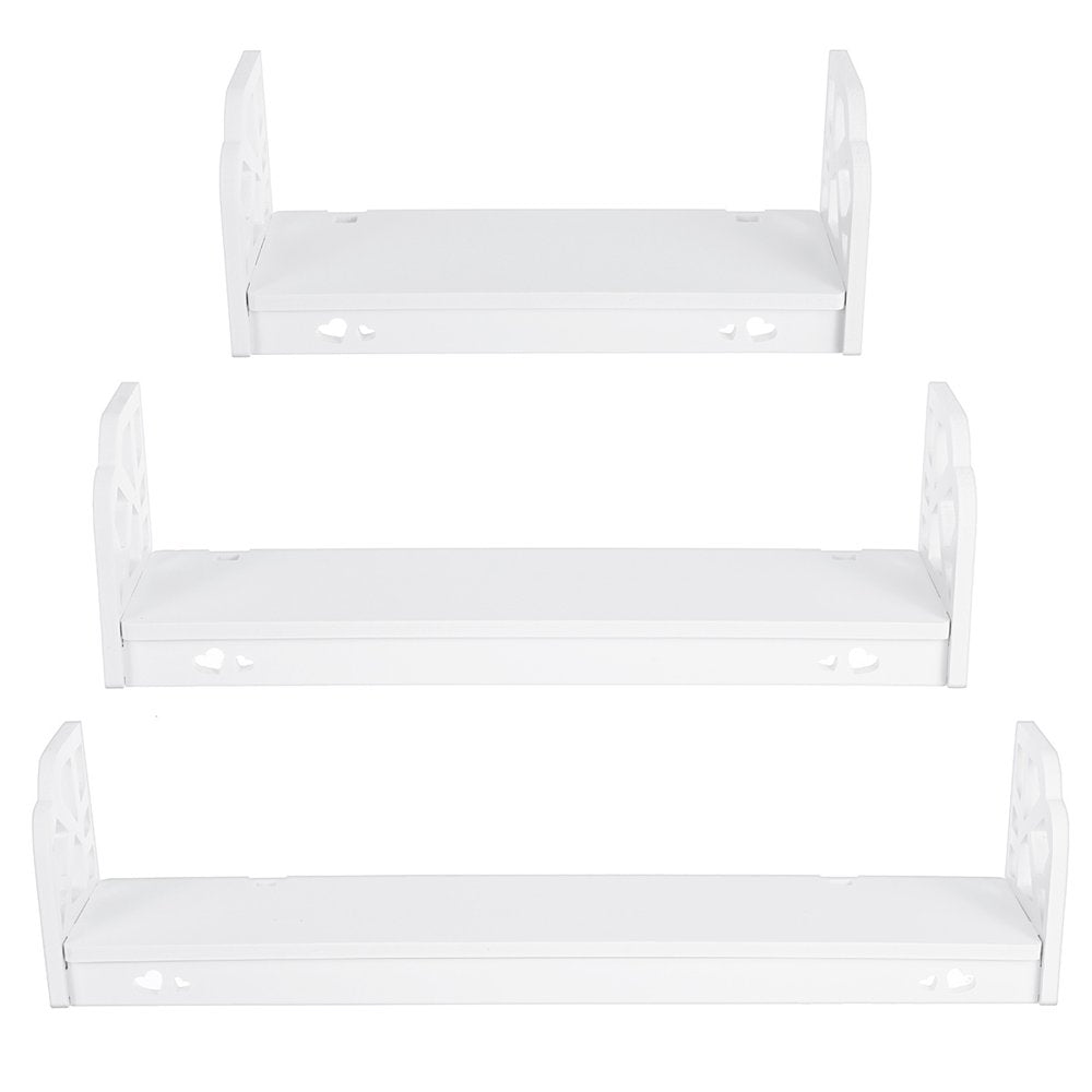 Set of 3 Wall Shelf Retro Floating Wall Shelves Modern Display Shelf Plant Holder Bathroom Storage Shelf for Home Office Bedroom Kitchen Bathroom Decor Gifts White