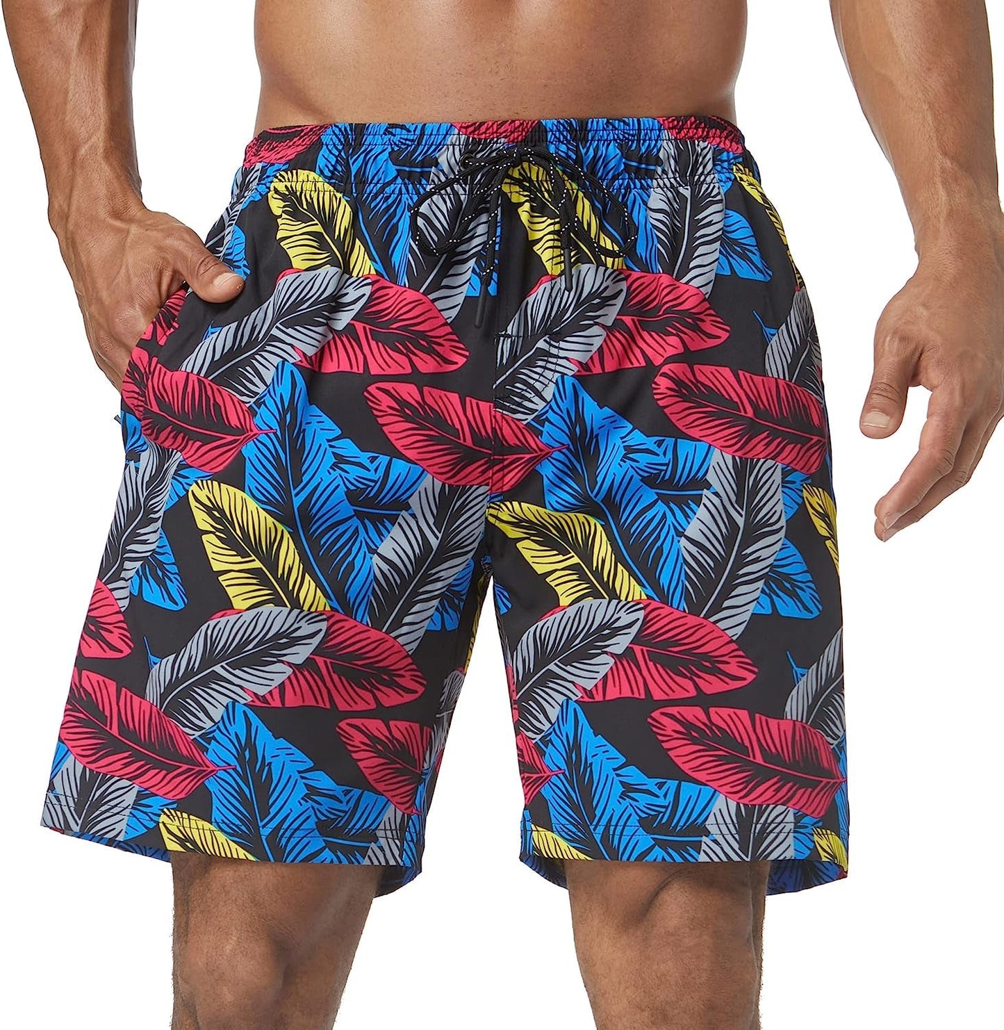  Mens Swim Trunks Quick Dry Board Shorts with Zipper Pockets Bathing Suit