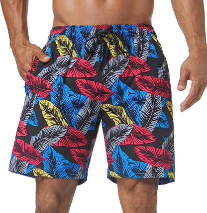  Mens Swim Trunks Quick Dry Board Shorts with Zipper Pockets Bathing Suit