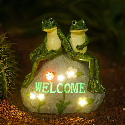 Solar Garden Statue with Succulent and LED Lights, Outdoor Yard Decor