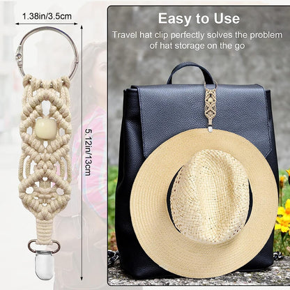 MEIXINZHI 3Pcs Cotton Hat Clip for Travel, Knitting Travel Hat Clip for Bag Backpack Luggage, Travel Hat Clip for Women