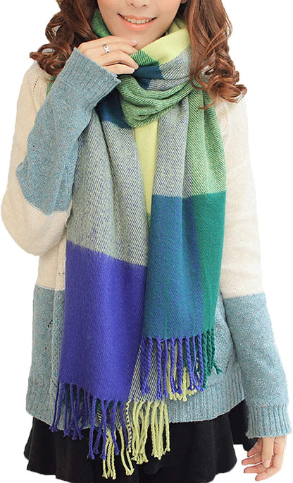  Women's Plaid Warm Shawl Scarf 