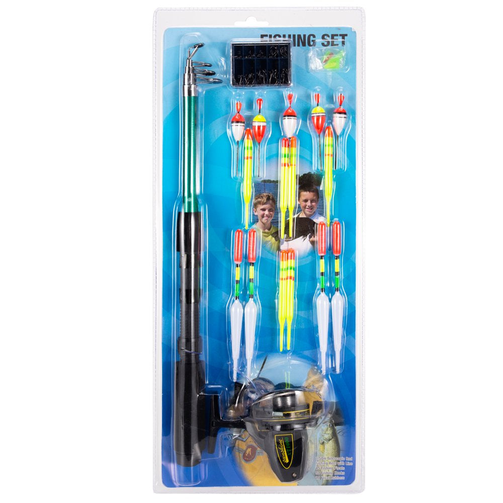  127Pcs Fishing Tackle Set Telescopic Fishing Rod Pole with Reel Floats Hooks Accessories