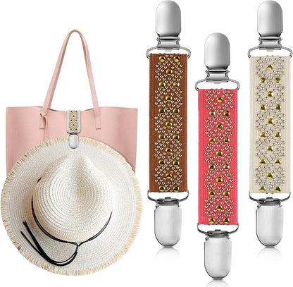 MEIXINZHI 3Pcs Cotton Hat Clip for Travel, Knitting Travel Hat Clip for Bag Backpack Luggage, Travel Hat Clip for Women
