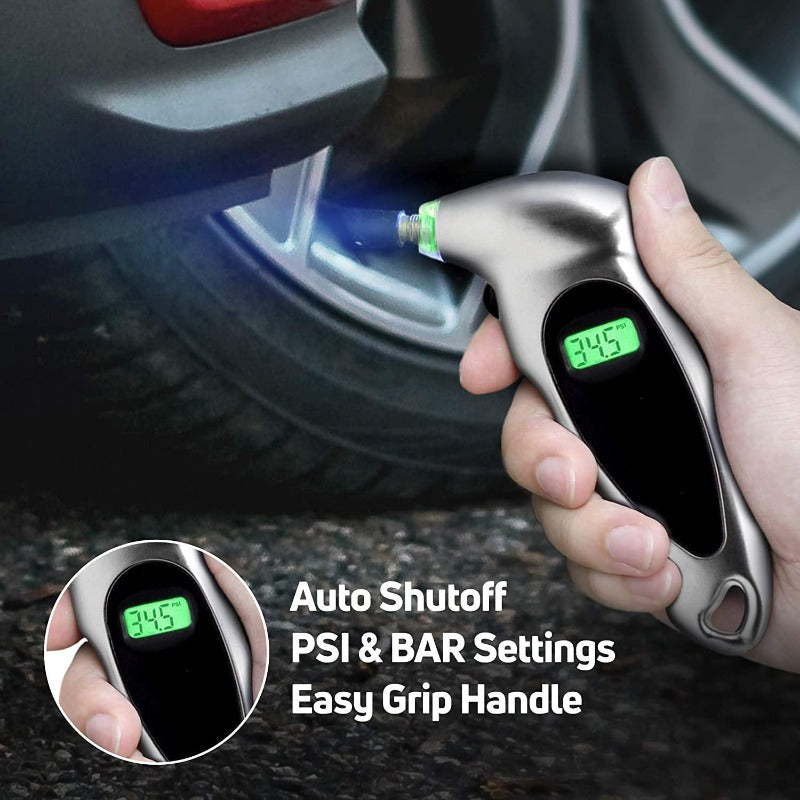 Digital Tire Pressure Gauge – Backlit Air Measurement Tool for Bikes, Cars, Trucks