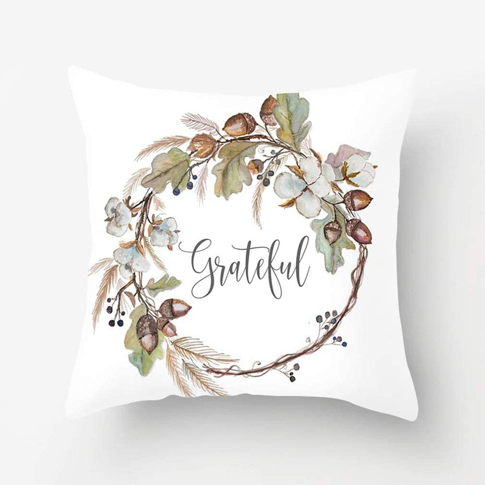 Autumn Decorations Pumpkin Pillow Covers Set of 4 Fall Decor Grateful Thanksgiving Throw Pillow Covers Cushion Cover 18 X 18