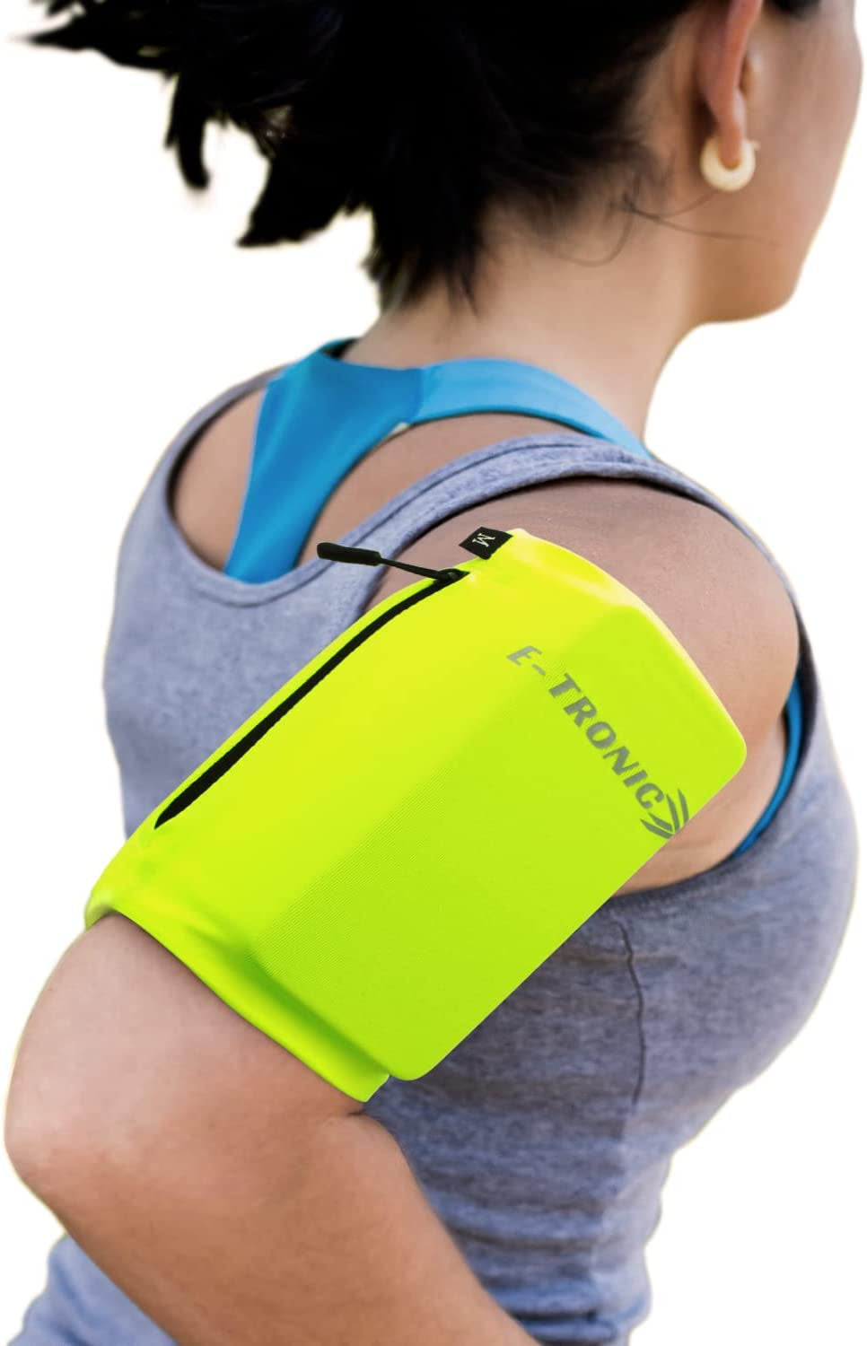  Phone Holder for Running, Cell Phone Arm Bands with Reflective Logo, Phone Strap Armband Fits iPhone and Android, Use for Running, Walking, Hiking and Biking, Black, Medium