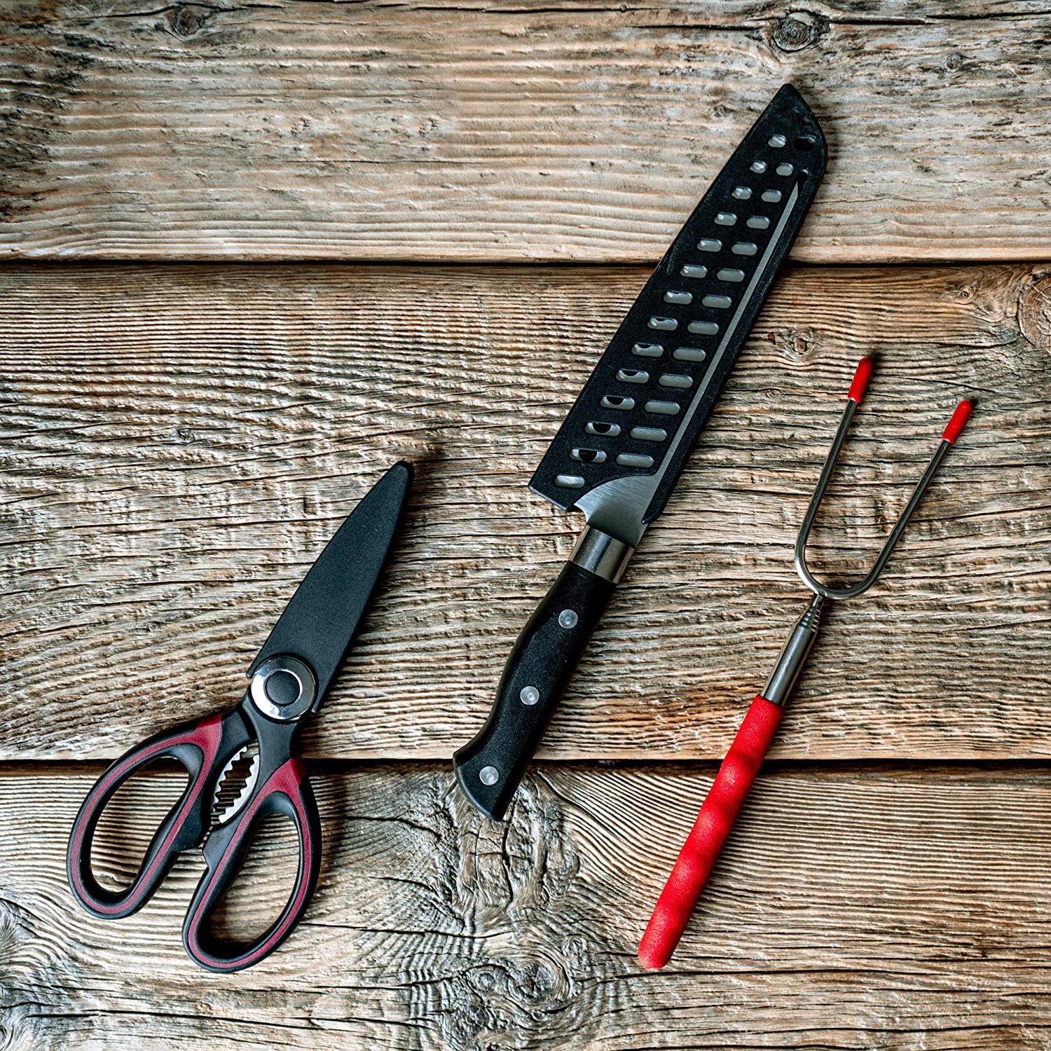 Cooking & Grilling Utensil Organizer Travel Set & Carry Case, Portable Silicone Camping Utensils & Kitchen Accessories, Cookware Equipment Kit and Chopping Board, Scissors & Camp Knife, Grill Supplies