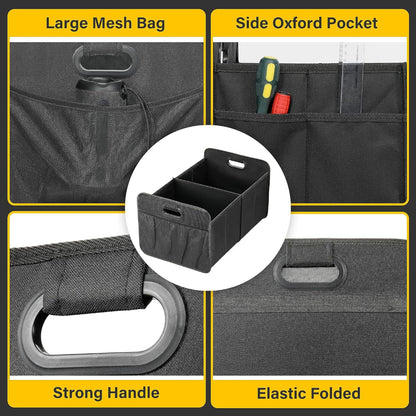 Car Trunk Organizer – 2 Compartment, Collapsible Storage Box, Waterproof Oxford Polyester