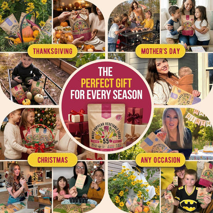 55-Pack Vegetable & Fruit Seeds – 35,600+ Non-GMO Heirloom Varieties – Individual Seed Packets for Planting – Home Garden, Hydroponic, Indoor & Outdoor Use