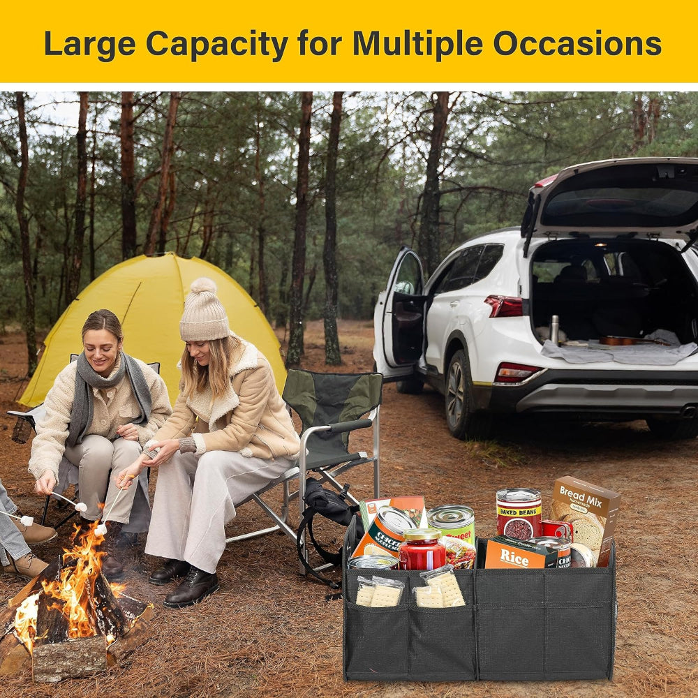 Car Trunk Organizer – 2 Compartment, Collapsible Storage Box, Waterproof Oxford Polyester
