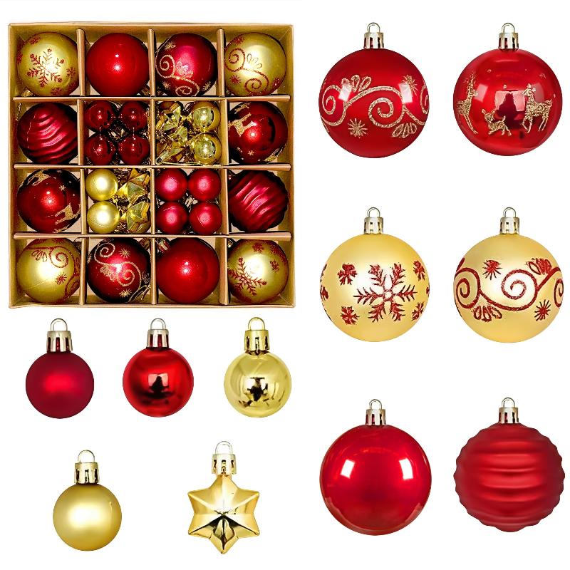44 Piece Christmas Ornament Set - Holiday Tree Decor