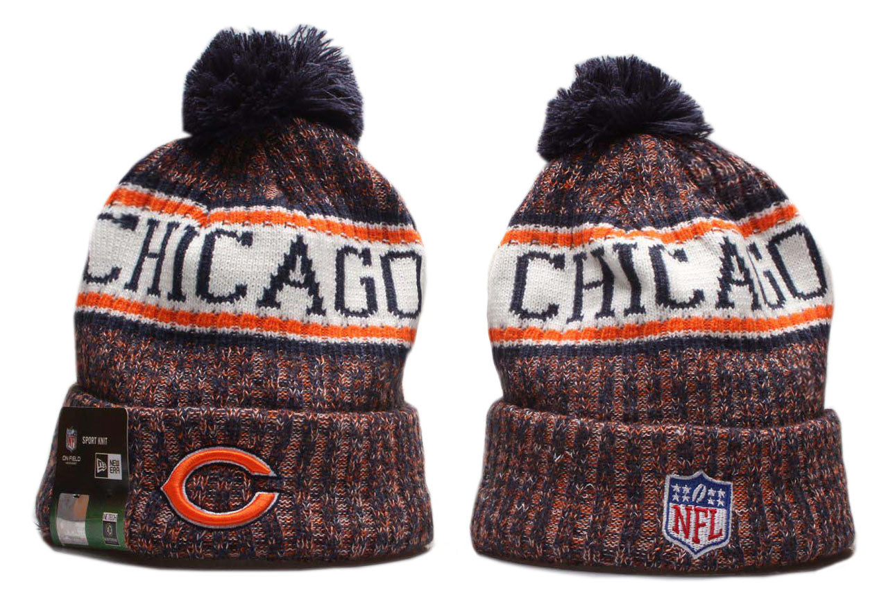 New Era Official NFL Sideline Sport Embroidered Cuffed Knit Hat with Pom