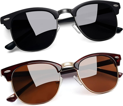 Classic Half Frame Sun Glasses with UV Protection & Polarized