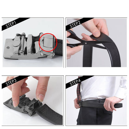 Men's Denim Leather Automatic Buckle Belt