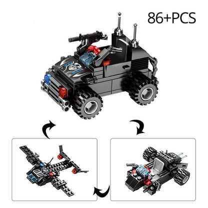 8 in 1 695pcs SWAT Police Command Truck Building Blocks Set