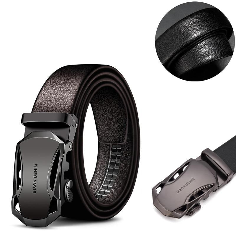 Men's Denim Leather Automatic Buckle Belt