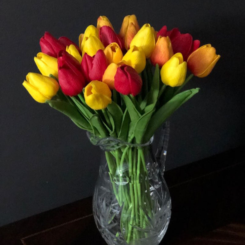 10 Tulip Heads - Colorful Artificial Bouquet