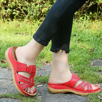 Women's Anti-Slip Summer Orthopedic Leather Wedge Sandals