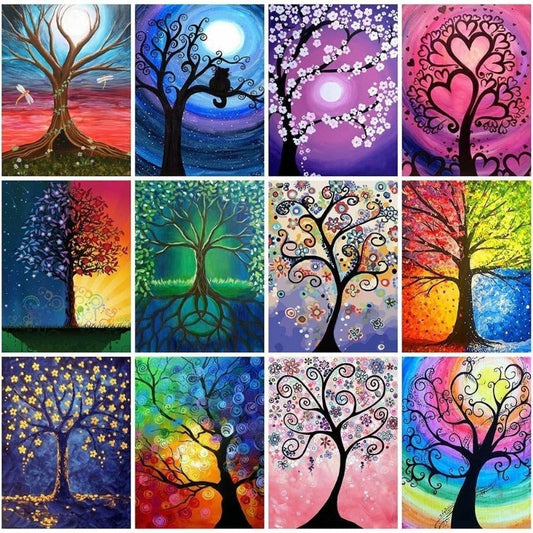 Paint With Diamonds Scenery Tree Diamond Rhinestone Mosaic Flowers