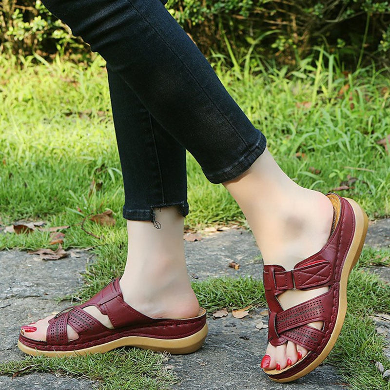 Women's Anti-Slip Summer Orthopedic Leather Wedge Sandals