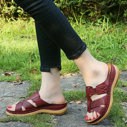 Women's Anti-Slip Summer Orthopedic Leather Wedge Sandals