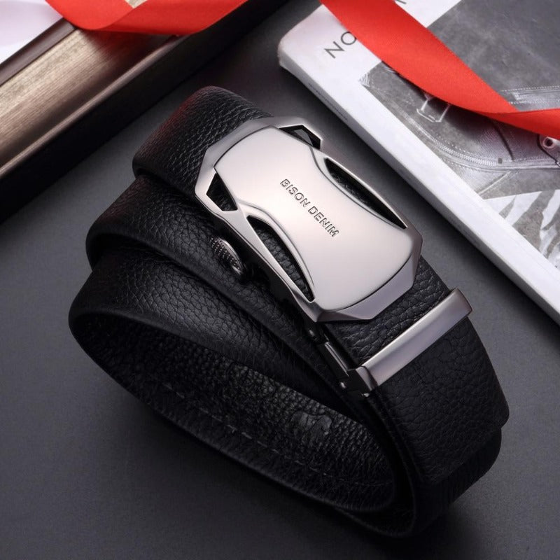 Men's Denim Leather Automatic Buckle Belt