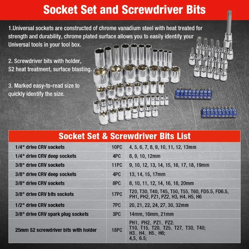 Professional Car Repair Ratchet Wrench Socket Tool Set