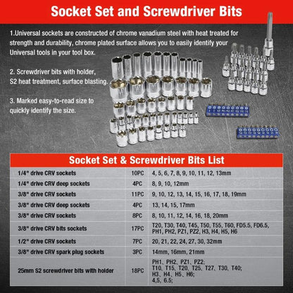 Professional Car Repair Ratchet Wrench Socket Tool Set