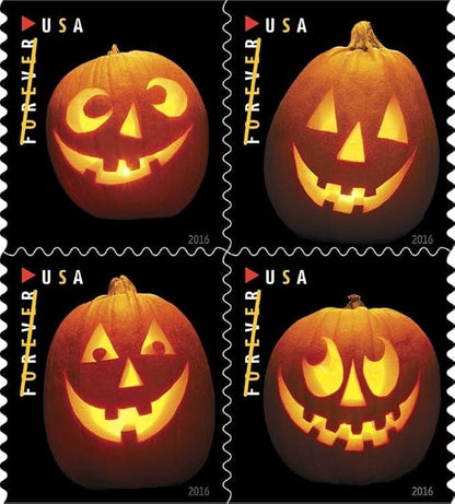 USPS Jack-O‘-Lanterns - Booklet of 20 First Class Forever Stamps