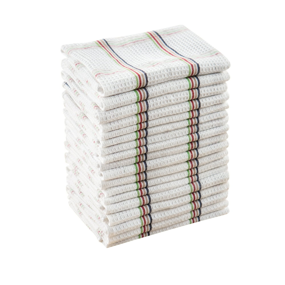 18 Pack Plaid Waffle Dishcloths Multi-Colored