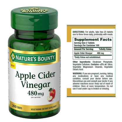 Nature's Bounty Apple Cider Vinegar Dietary Supplement - 200 Tabs