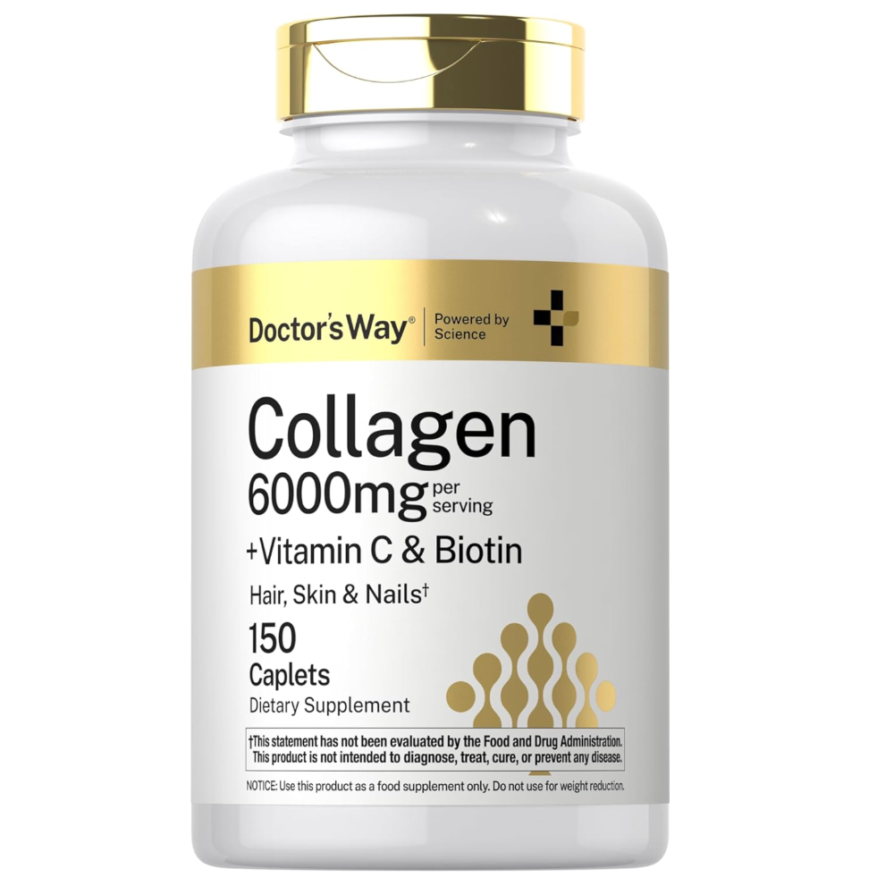 150-Caplet Collagen Complex Supplement – with Vitamin C & Biotin, Non-GMO, Gluten-Free for Healthy Skin, Hair & Nails