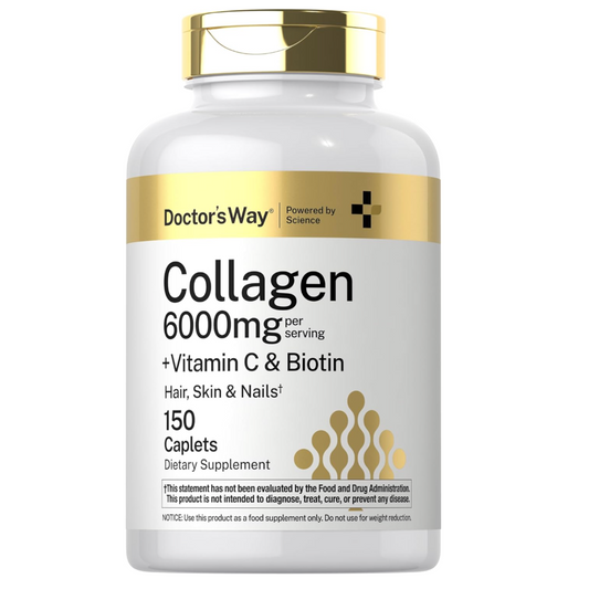 150-Caplet Collagen Complex Supplement – with Vitamin C & Biotin, Non-GMO, Gluten-Free for Healthy Skin, Hair & Nails