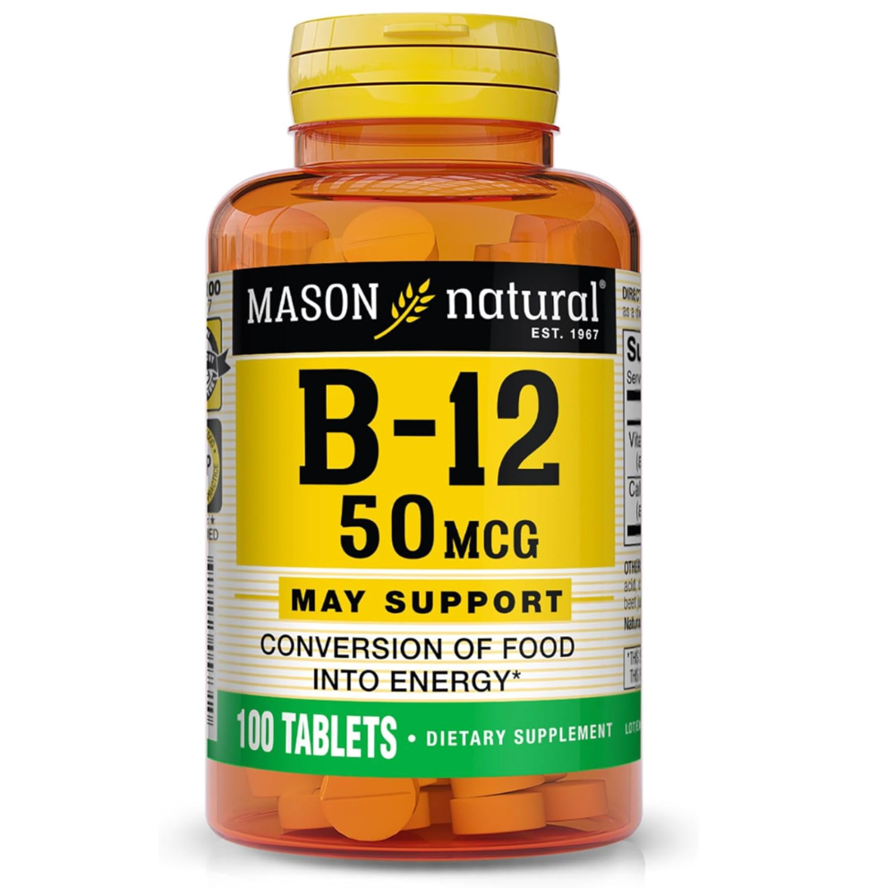 Vitamin B12 50mcg with Calcium – Dietary Supplement for Natural Energy Support, 100 Tablets, 100-Day Supply