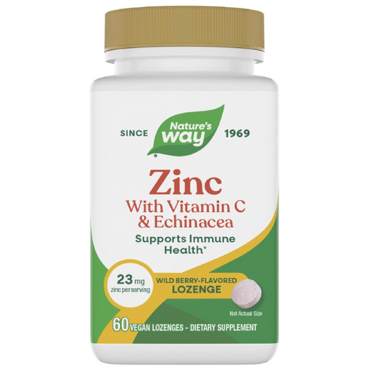 Zinc Lozenges with Vitamin C & Echinacea – Immune Support Supplement for Men & Women, Wild Berry Flavor, 60 Count