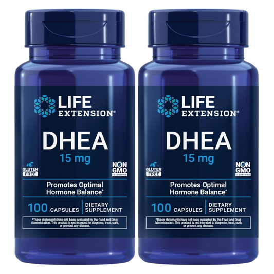 2-Pack DHEA 15mg Supplement – Hormone Balance Support for Memory, Muscle Mass, Bone Density & Healthy Sex Drive, Gluten-Free, Non-GMO, 100 Capsules