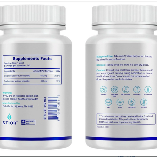 240-Count Sodium Chloride Tablets – 1000mg Salt Supplement – Oral Use – Vegan, Non-GMO, Gluten-Free – No Allergens or Artificial Additives