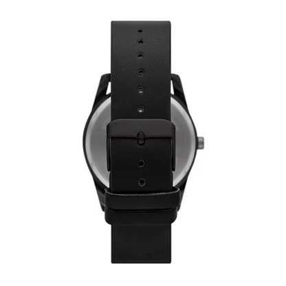 Men’s Analog Watch – Gunmetal Case with Blue Textured Dial, Black Vegan Leather Strap