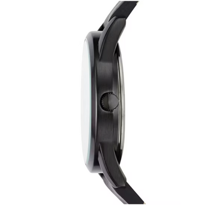 Men’s Analog Watch – Gunmetal Case with Blue Textured Dial, Black Vegan Leather Strap