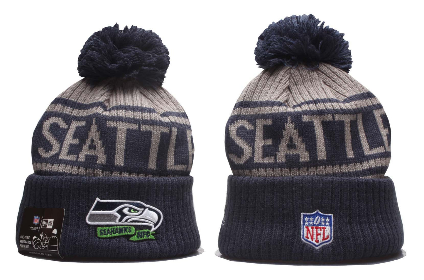New Era Official NFL Sideline Sport Embroidered Cuffed Knit Hat with Pom