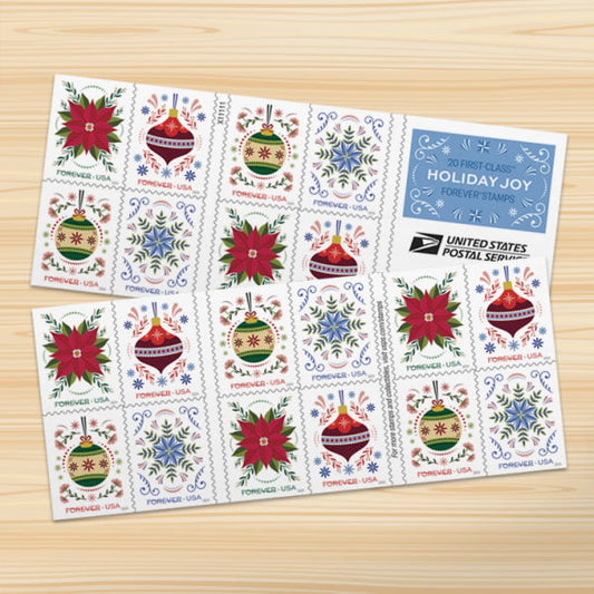 USPS Holiday Joy Forever Stamps - Book of 20