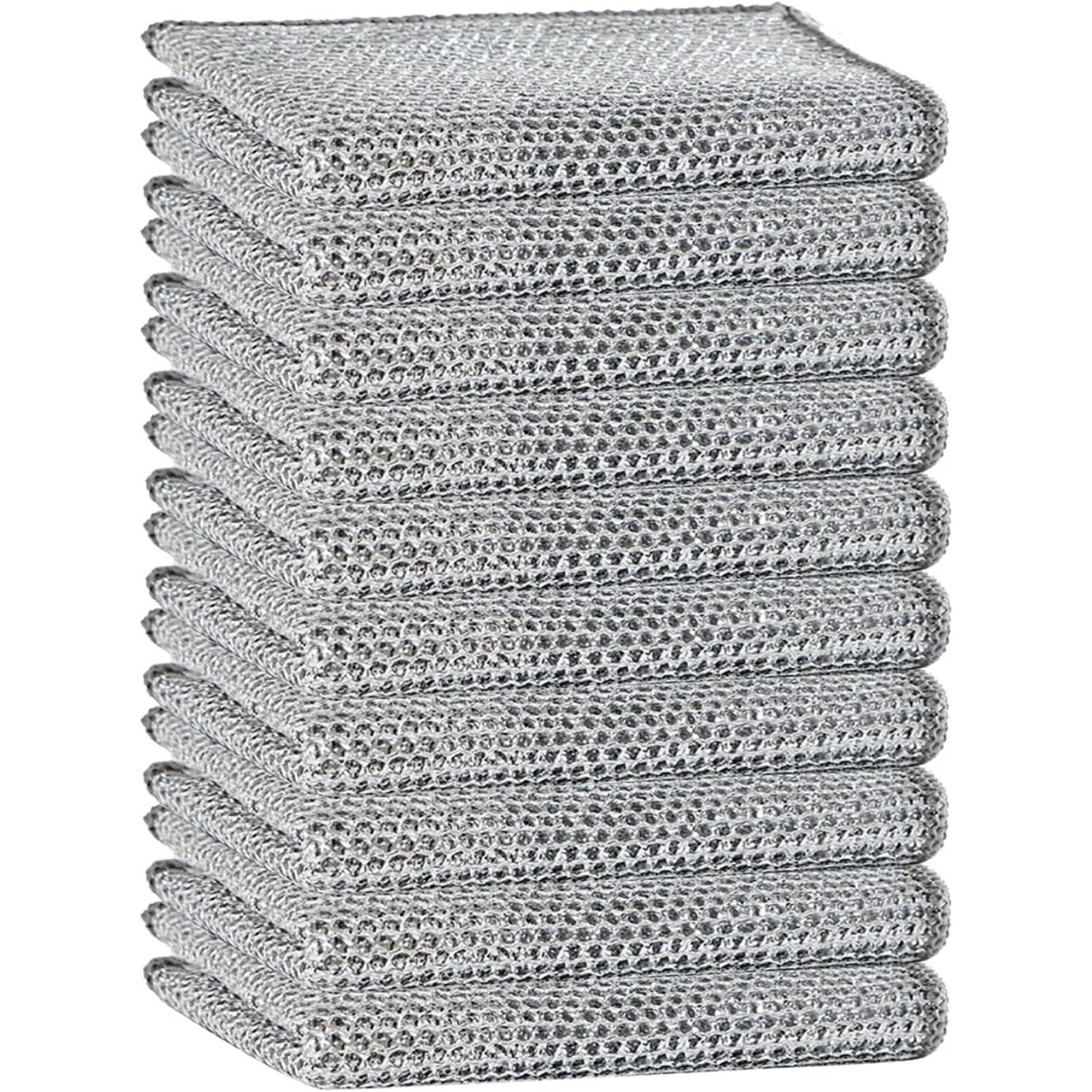10 Pack Reusable Cleaning Cloths - Double Layer Wire Mesh