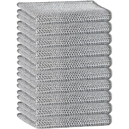 10 Pack Reusable Cleaning Cloths - Double Layer Wire Mesh