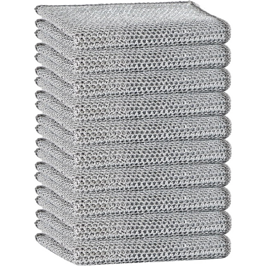10 Pack Reusable Cleaning Cloths - Double Layer Wire Mesh