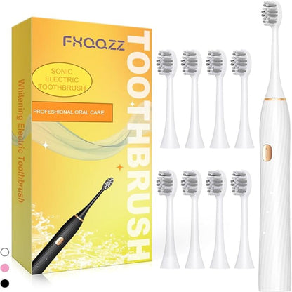 Sonic Electric Rechargeable Toothbrush With 8 Brush Heads, and 4 Modes
