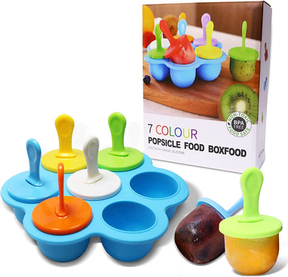  Holders for Kids Drip Free Ice Cream Sticks for Ice Pop Molds Colorful Craft Stick (7 PCS)