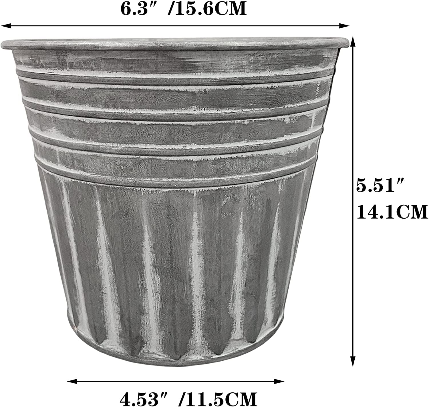 Set of 3 Metal Basket Bucket Farmhouse Planters
